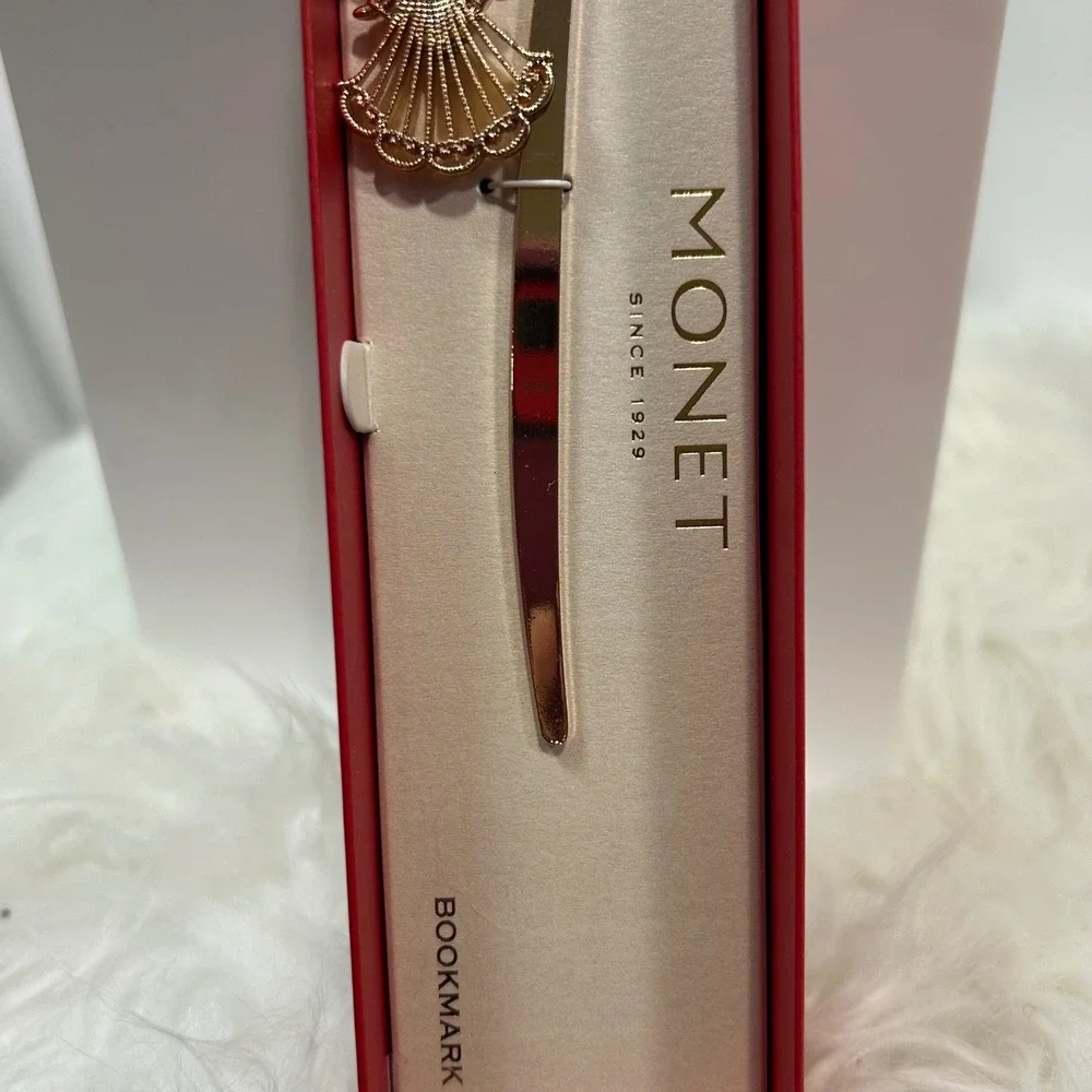 Monet Gold Tone Angel Charm Bookmark Gift‎ Boxed